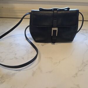 GAP Black Leather Crossbody Bag with Silver Buckle